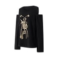 thumbnail image 2 of Seyurigaoka Women Off Shoulder T-shirts Fall Winter Cold Shoulder Casual Sweater Round Neck Long Sleeve Skeleton Printed Loose Pullover Tops, 2 of 9