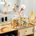 thumbnail image 3 of Yayeee 2 Pack Qtip Holder Bathroom Cotton Swab Canister with Lid Clear Dispenser Set, Orange Watercolor Bees, 3 of 6