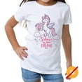 thumbnail image 3 of Del Sol Toddler Girls Crew Tee - Believe, White T-Shirt - Changes from Pink & White to Vibrant colors in the Sun - 100% Combed, Ring-Spun Cotton, Short Sleeve, 3 of 3
