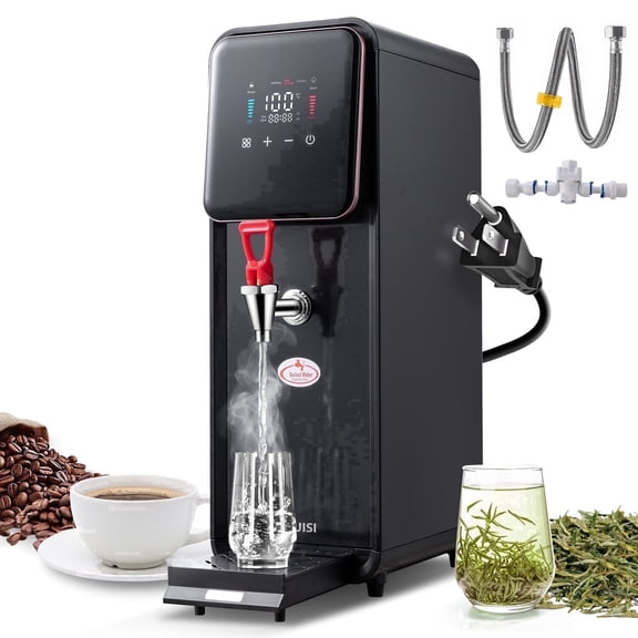 Commercial Hot Water Dispenser, 1600W Electric Water Heater 50L(13Gal)/h Step-Heating Countertop Water Boiler with 24H Timer & 32°F-212°F Temp Control