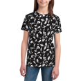 thumbnail image 2 of Fuzoiu Black White Leaves Print Youth Short Sleeve T-Shirt,Youth Dry-Fit Active Athletic T-Shirt,Short Sleeve Tops Tees for School, Sports, and Casual Wear, 2 of 6