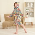 thumbnail image 2 of FORMRS Niños Bathrobe Unisex Hooded Robe Soft Plush Pajamas Sleepwear, Size 2-3T, Vibrant Flowers Pattern, 2 of 7