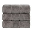 thumbnail image 3 of Superior Zero Twist 3-Piece Cotton Bath Towel Set, Waffle Border Ultra Doft Quick Dry Towels, Charcoal, 3 of 13