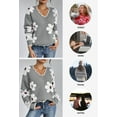 thumbnail image 4 of Pink Queen 2026 Women's OversizedSweaters V Neck Fuzzy Loose Long Sleeve Pullover Jumper Tops S-XL, 4 of 9