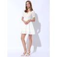 thumbnail image 5 of BLISSFUL STEP Women's Sandals Lace Block Heel Open Toe Crisscross Ankle Strap Heels White 7, 5 of 7