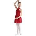 thumbnail image 4 of iiniim Girls Kids Mock Neck Cutout Back Ballet Dance Leotard Lyrical Dress Burgundy 6, 4 of 7