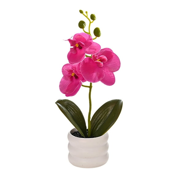 Red Realistic Faux Phalaenopsis Orchid In Red Color, In Pot For Decoration #590Jn