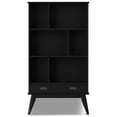 thumbnail image 3 of Simpli Home Draper 64 inch x 35 inch Solid Wood Mid Century Modern Wide Bookcase and Storage Unit in Black, 3 of 15