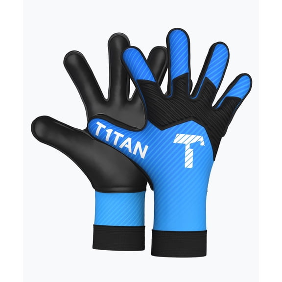 T1TAN Soccer Goalkeeper Gloves Kids with Fingerprotection, Arox 1.0 Blue Junior, Size 3-8, 3-14 Years, Goalie Gloves Youth, German Brand