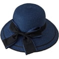 thumbnail image 4 of CoCopeaunts Bow Straw Bucket Hat for Women Summer Foldable Roll up Floppy Basin Hat Packable UV Protection Sun Hat Black Brim, 4 of 8