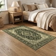 thumbnail image 2 of ODIKA 5'x7' Washable Area Rug Forest Vintage Central Motif Faded Ivory Accent Traditional Design for Dining Room, Under Table, Home Office, Non-Slip Chair-Friendly, 2 of 7
