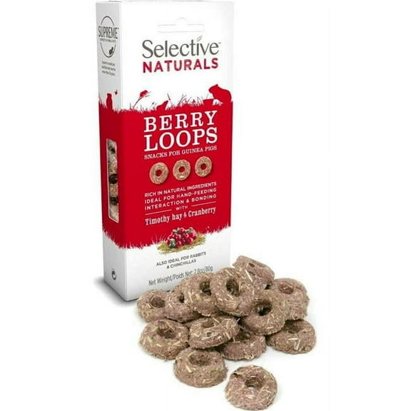 Supreme Pet Foods Selective Naturals Berry Loops: Healthy Cranberry and Timothy Hay Baked Treats for Small Pets