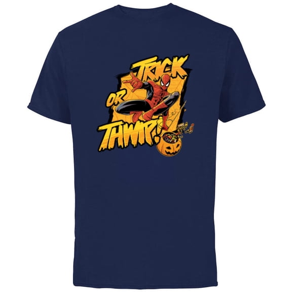 Marvel Super Heroes Spider-Man Halloween Trick or Thwip! - Short Sleeve Cotton T-Shirt for Adults - Customized-Navy