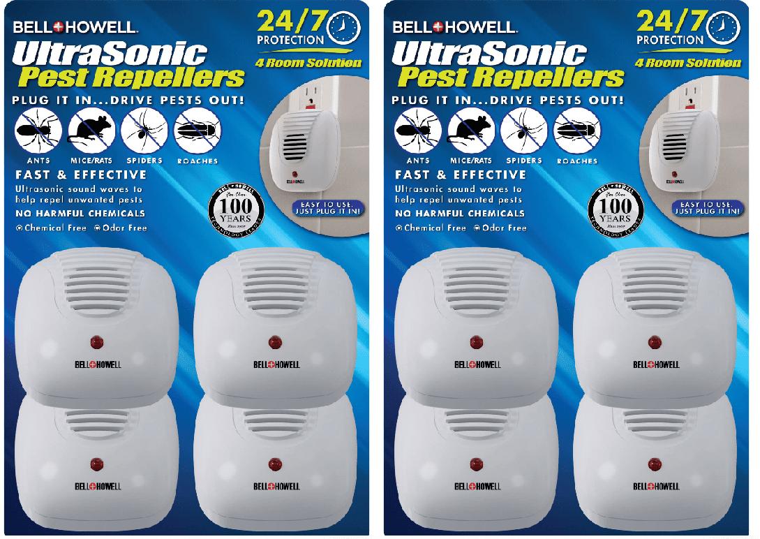 (2 pack) Bell & Howell 4-Pack Ultrasonic Pest Repellers ...