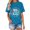 Blue, variant on Fesfesfes Tees for Women Fashion Women's Casual Short Sleeve Round-Neck Printed Ladies Tops Blouse Womens Short Sleeve Workout Tops 2XL(US:12)