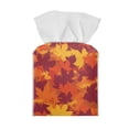 thumbnail image 2 of Psesaysky Square Tissue Box Cover Fall Decor, Waterproof Pu Leather Car Tissue Holder with Metal Button Maple Leaves Orange Napkin Holder Organizer for Bathroom, Bedroom, Hotel, Office Desk, 2 of 7
