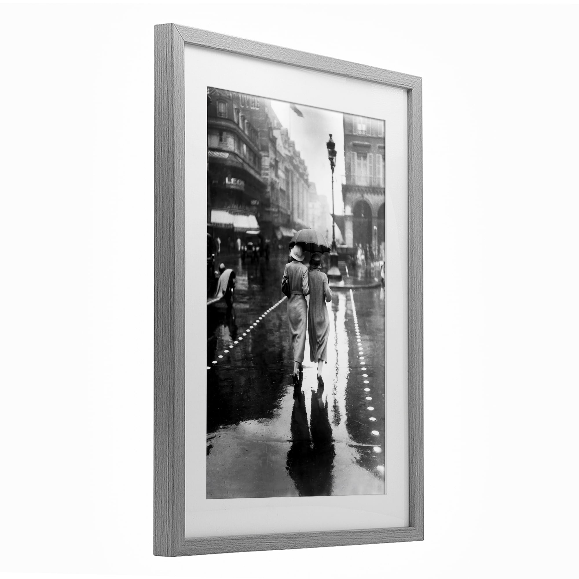 Stupell Industries Paris In The Rain Gray Framed Print Under Glass, design by Vintage Hustle