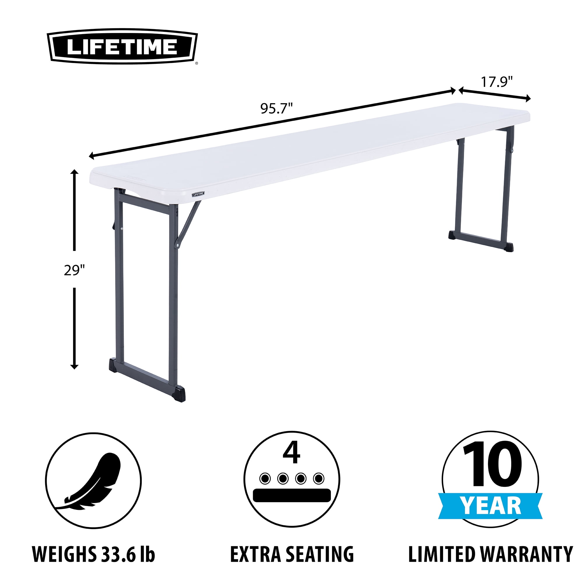 Lifetime 8 Foot Seminar Rectangle Table, Indoor/Outdoor Commercial
