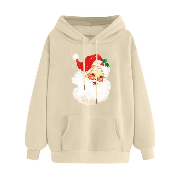 WILLBEST Sudadera Deportiva para Mujer Sudadera Navideña con Capucha Sudadera Informal de Manga Larga con Estampado Navideño X-Grande