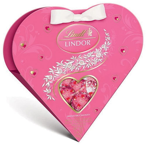 Lindt Lindor White & Milk Chocolate Truffles in a Valentine Pink Heart