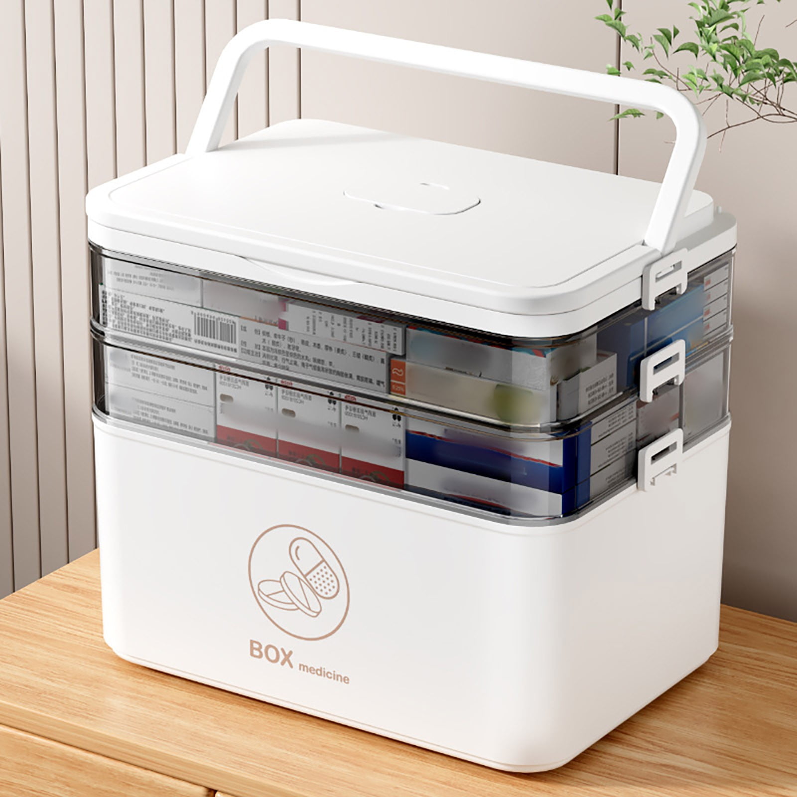 witspace Plastic Storage Box with 3-Tier Fold Tray,Tool Organizer Portable Handled Case,Portable Lockable Container for Medicine, Arts, Crafts,Cosmetic, Sewing, Toy, Tape