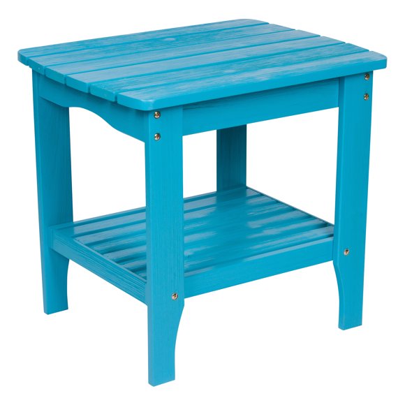 Shine Company Table d'Appoint Rectangulaire en Bois Massif, Aqua