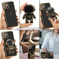 thumbnail image 6 of for iPhone 11 Case Cute 6D Astronaut Case with Stand Function Luxury Plating Case Cover Slim Fit Soft TPU Shockproof Bumper Protective Electroplated Case for Girls Boys,6.1 inch,Black, 6 of 12
