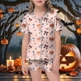 thumbnail image 2 of FYDUU Girls Pajamas Children's Halloween Pajama Set 2 Piece Short Sleeve Button Down Shirt and Shorts Soft Sleepwear Outfit 10-11 Years, 2 of 4