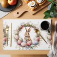 thumbnail image 2 of Spring Floral Easter Placemats Set of 4 Bunny Botanical Wreath Eggs Place Mats Indoor Wipeable Table Mats Washable Cloth Dining Table Placemats for Kitchen Holiday Party Home Decor 13x19 Inch, 2 of 9