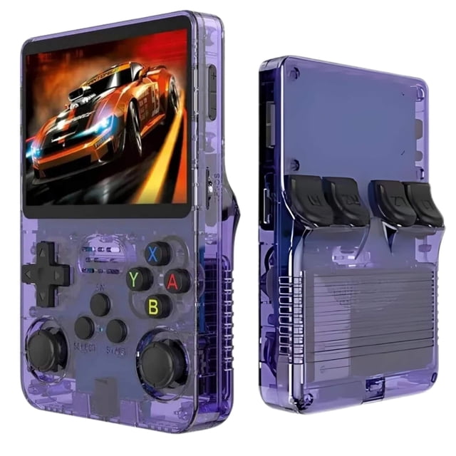 Emulador Consola de Videojuegos Retro Portátil R36S Pantalla 3.5", IPS, Sistema de Emulación Pre-Instalado 64GB+15,000 Juegos Clásicos de Mano Retro Handheld Game Console (Morado)