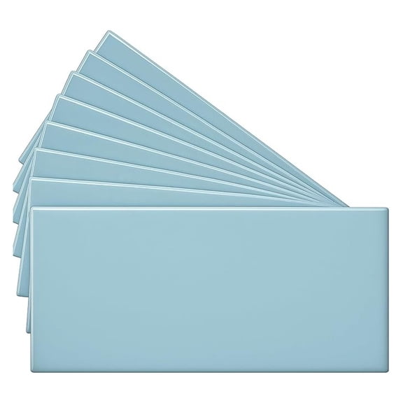 USCT 3x6 Ceramic Subway Tile Gloss (Shinny) Box of 10 Pieces for Bathroom Wall Shower Kitchen Backsplash (Soft Blue)