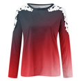 thumbnail image 4 of CEHVOM Blouse d'Été Décontractée à Manches Longues pour Femmes Col Rond Imprimé Dentelle T-Shirt Liquidation, 4 of 5