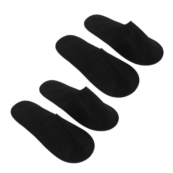 Zehuanyu 2 Pairs Soft Spa Slippers for Men and Women, Portable Travel Guest Slippers in Black