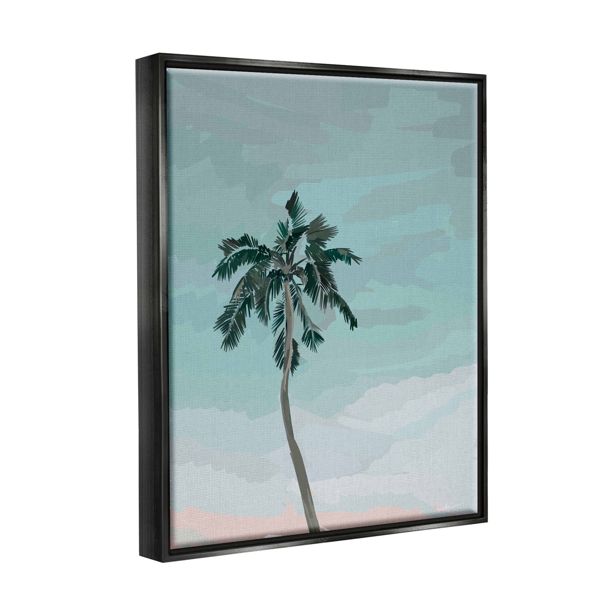 Stupell Industries Tropical Palm Tree Sky Botanical & Floral Painting Black Floater Framed Art Print Wall Art, 25 x 31