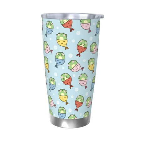 

Logiee Frog In Mermaid Print 20OZ Car Cup with Lid Stainless Steel Vacuum Insulated Double Wall Travel Tumbler Durable Insulated Coffee Mug Thermal Cup with Straw-Without Straw