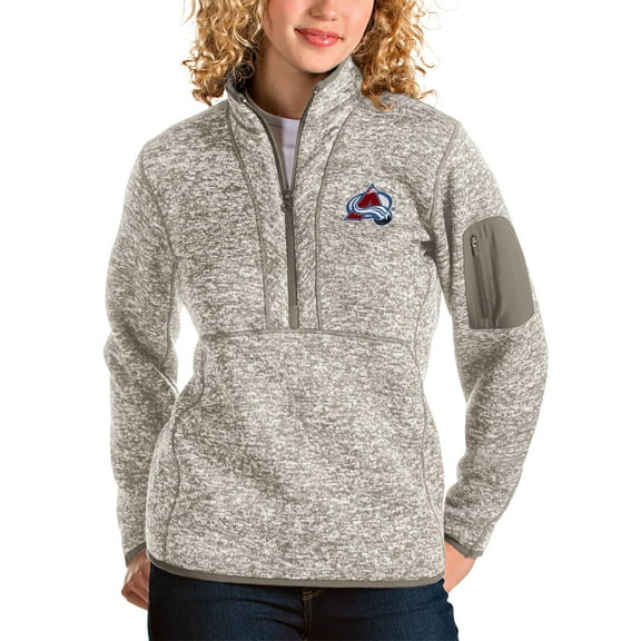Women's Antigua Oatmeal Colorado Avalanche Fortune Half-Zip Sweatshirt