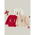 thumbnail image 3 of Rovasas Baby Girl Christmas Sweater, Long Sleeve Crew Neck Tree Pullover, 3 of 9