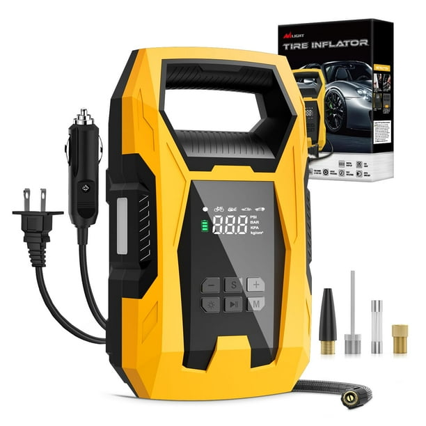 Compresor de aire portátil para inflar neumáticos Nilight, 150 PSI, 110 V/12 V