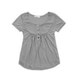 thumbnail image 1 of ZAXARRA Women Summer Solid Color Loose Low Chest Wild Short Sleeve Fashion Pullover Top, 1 of 5