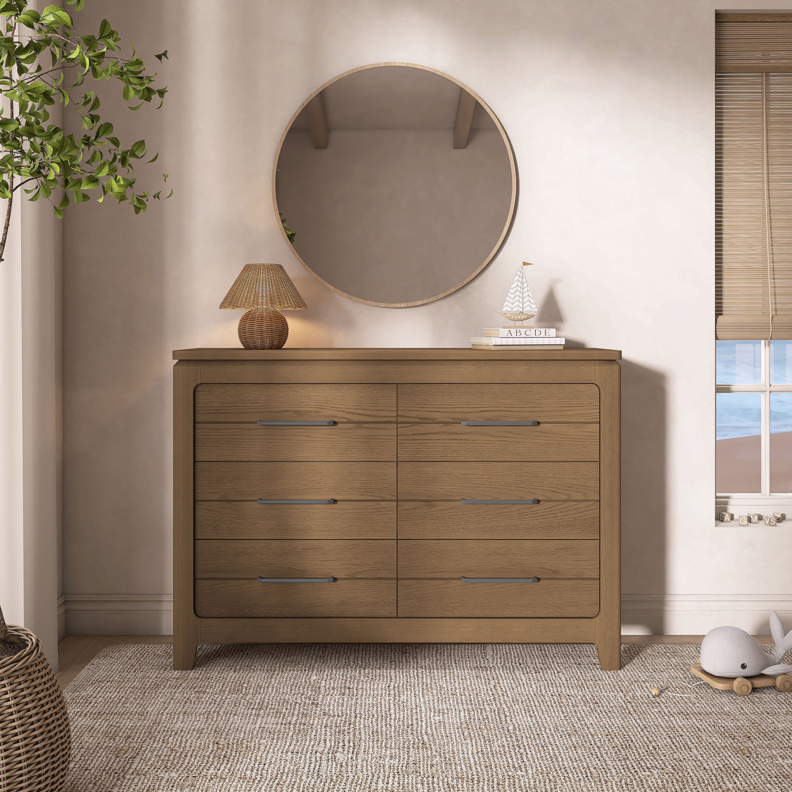 Evolur Oakley Double Dresser, Hickory
