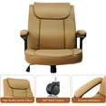 thumbnail image 4 of CLATINA Brown Office Chair Computer Chair PU Leather Executive Office Chair Swivel Adjustable Height Chair with Upholstery Fixed armrest Mid-Back Leather Thick Cushion Office Chair Brown 2Pack, 4 of 8