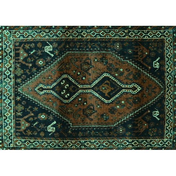 Ahgly Company Indoor Rectangle Persian Turquoise Blue Traditional Area Rugs, 4' x 6'