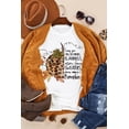 thumbnail image 4 of ABPHQTO Camiseta de cuello redondo con estampado gráfico de letras de calabaza de leopardo blanco para mujer, 4 of 5