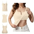 thumbnail image 2 of WTOBBY Women's Solid Color Adjustable Camisole with Removable Padded Bra, Sexy Plus Size Support Underwear, Soft Stretchy Layering Tank Top for Daily Wear,Yellow 2XL, 2 of 5