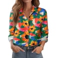 thumbnail image 1 of Blusa Zeagoo con botones y estampado floral elegante para mujer, 1 of 6