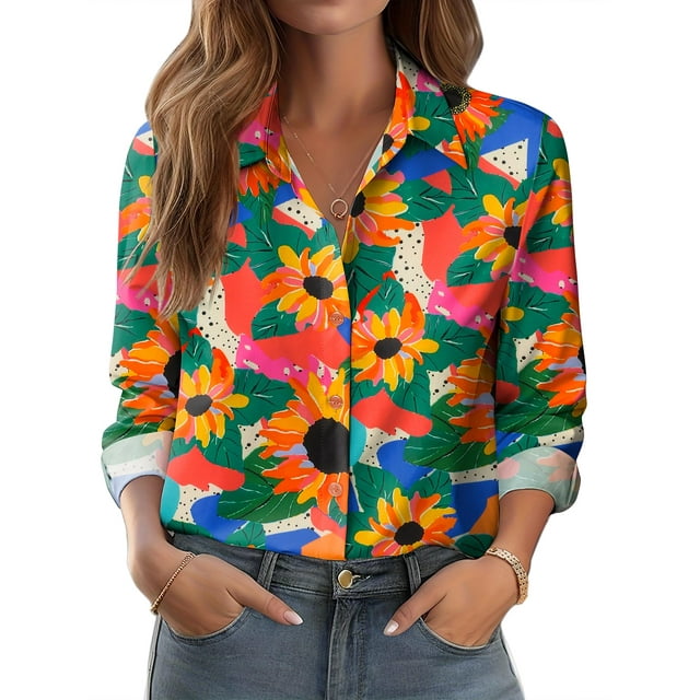 Blusa Zeagoo con botones y estampado floral elegante para mujer