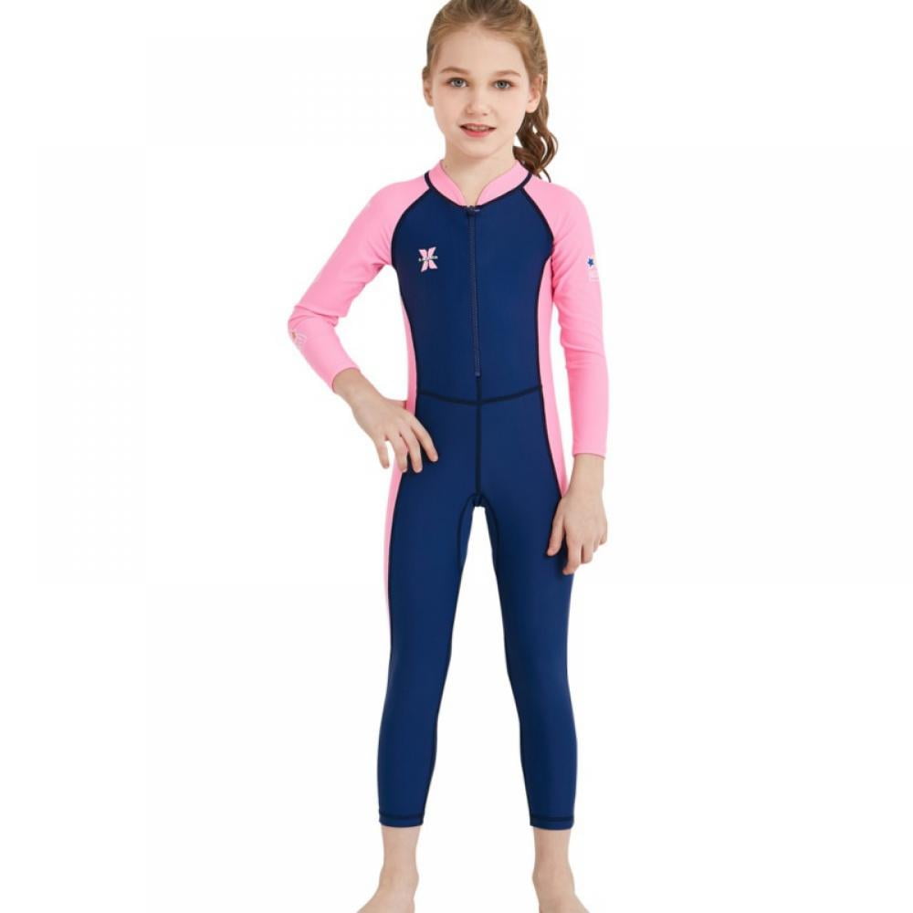 2.5mm Kids Girls Swimwear Long-Sleeved Children Diving Full Wetsuit Keep Warm 