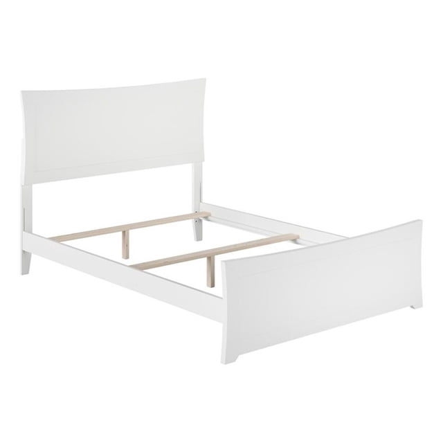 Leo & Lacey Lit Double Moderne en Bois Massif avec Pied de Lit avec Chargeur USB, Blanc