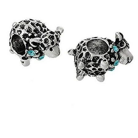 - Sheep Animal W/ Skyblue Crystal For European Charm Bead For Snake Chain Bracelet