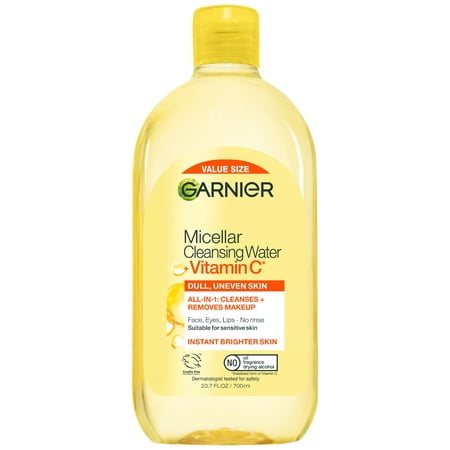 Garnier SkinActive Micellar Cleansing Water All in 1 Vitamin C Makeup Remover, Face Cleanser, 23.7 fl oz